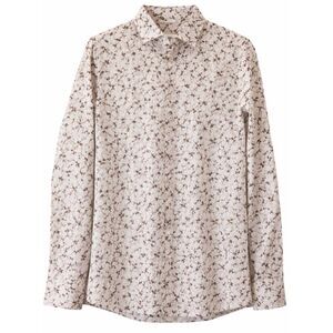 Brax mens xl floral poplin shirt coco brown cream longsleeve